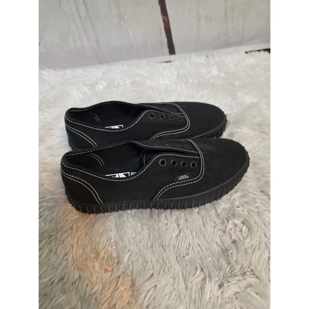 Vans Authentic Stackform Black Canvas Platform Sneakers Womens 6.5 Low Top Shoes